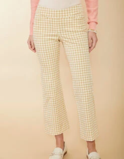 Maren Kick Flare Pant Clara Gingham Taupe