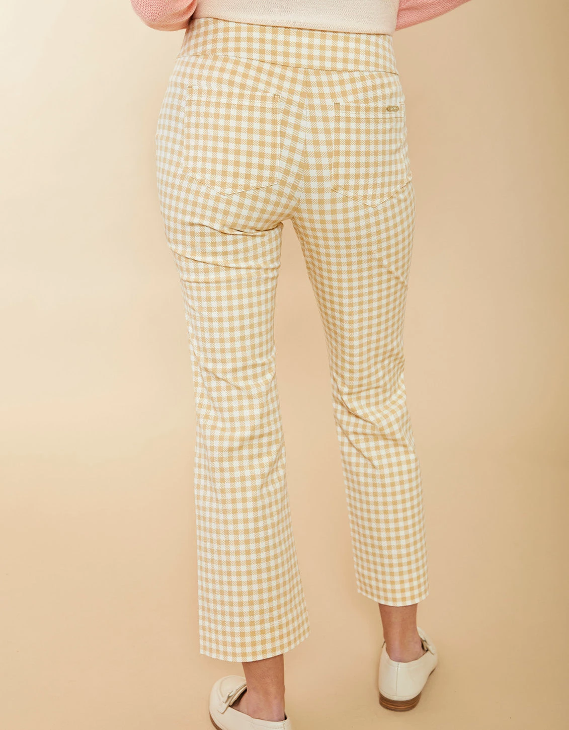 Maren Kick Flare Pant Clara Gingham Taupe 2 Maren Kick Flare Pant Clara Gingham Taupe - Image 2