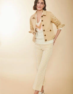 Maren Kick Flare Pant Clara Gingham Taupe 5 Maren Kick Flare Pant Clara Gingham Taupe -Spartina Store 400895c