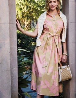 Maryam Midi Dress Clara Blooms Pink -Spartina Store 401038m