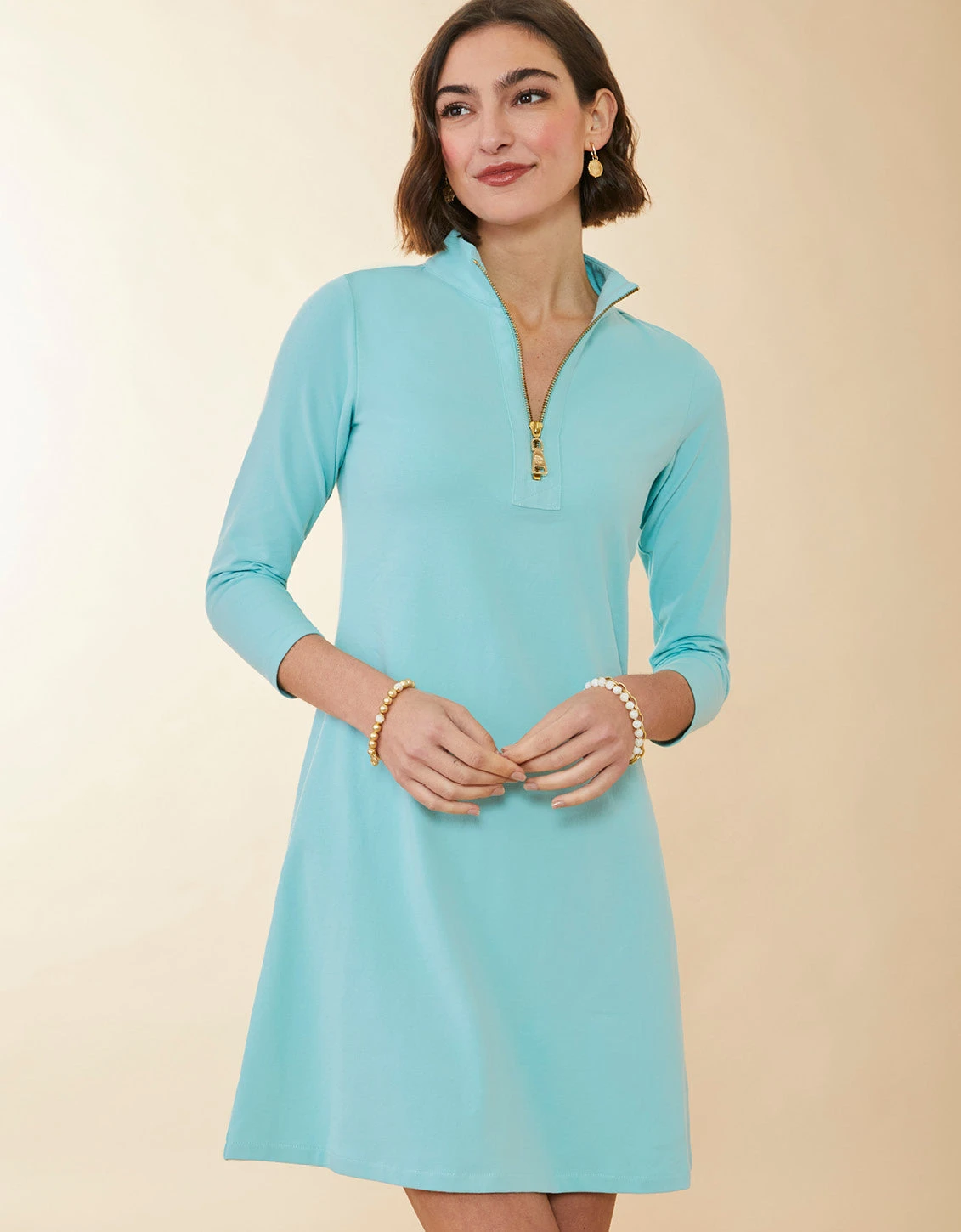 Nora Half-Zip Dress Aqua Haze 1 Nora Half-Zip Dress Aqua Haze