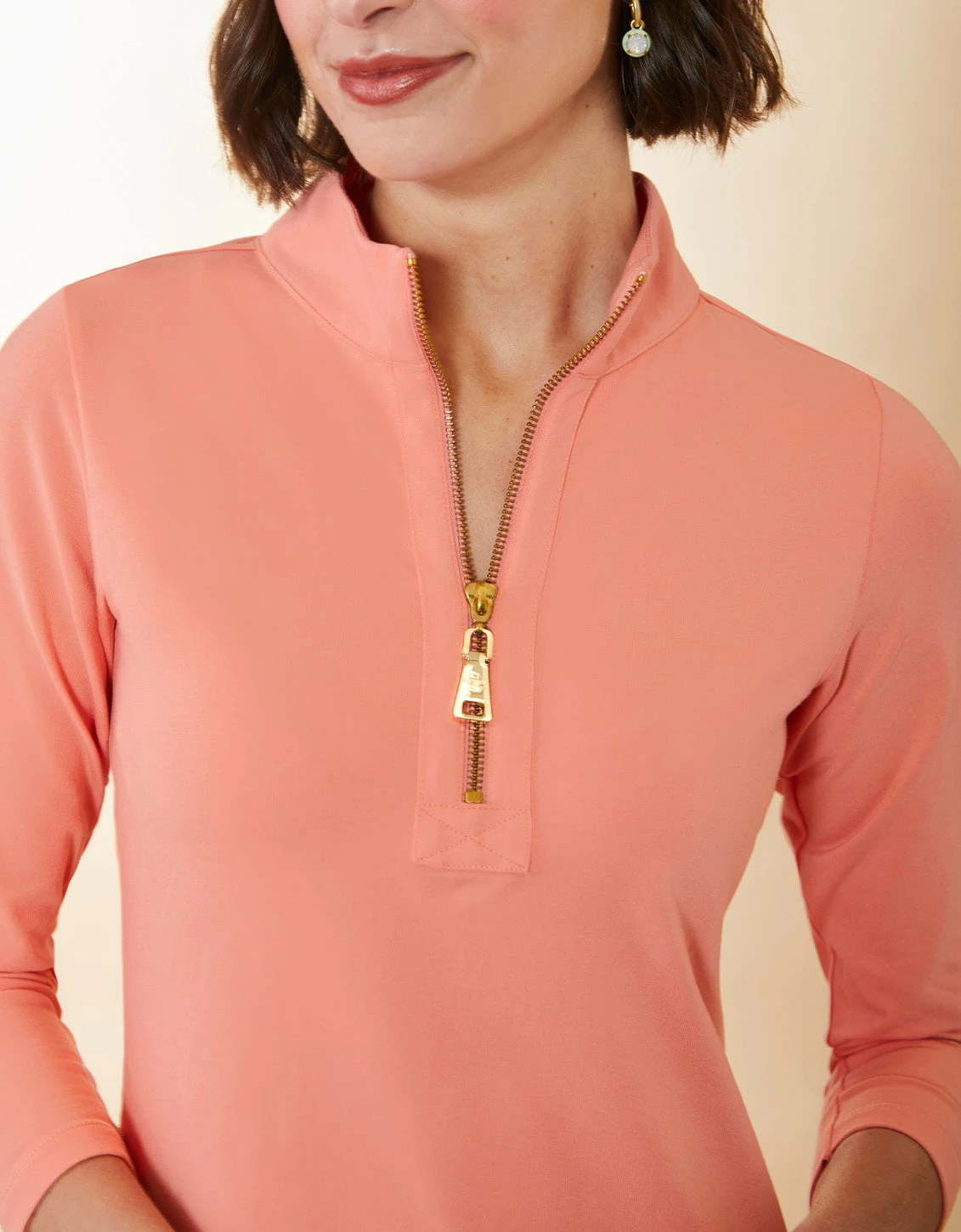 Nora Half-Zip Dress Burnt Coral 2 Nora Half-Zip Dress Burnt Coral - Image 2