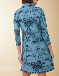 Nora Half Zip Fringe Dress Clara Seascape Bluestone 11 Nora Half Zip Fringe Dress Clara Seascape Bluestone -Spartina Store 401311e