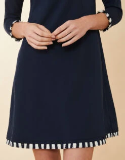 Nora Half-Zip Fringe Dress Slate Blue -Spartina Store 401380c