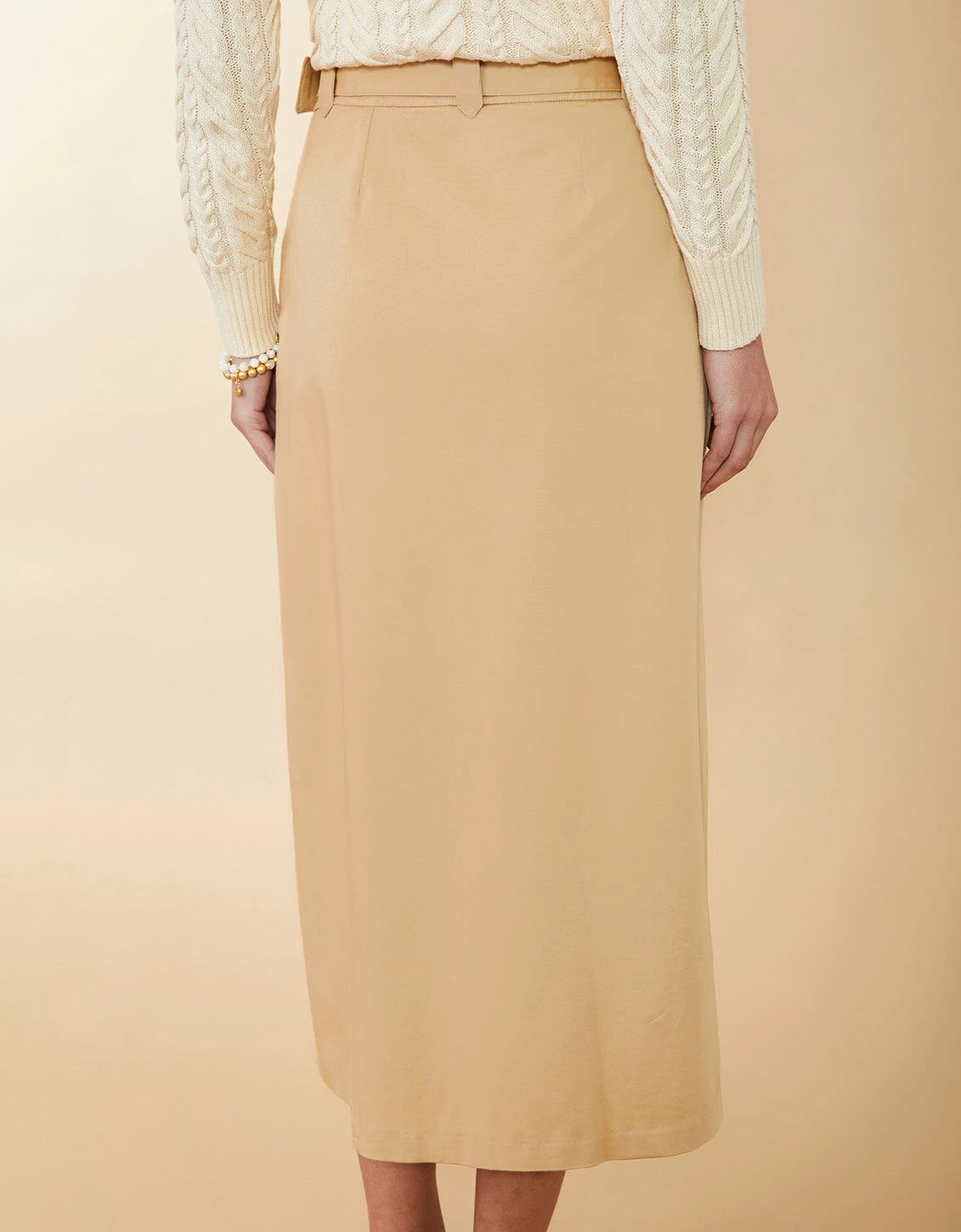 Paola Midi Skirt Khaki 2 Paola Midi Skirt Khaki - Image 2