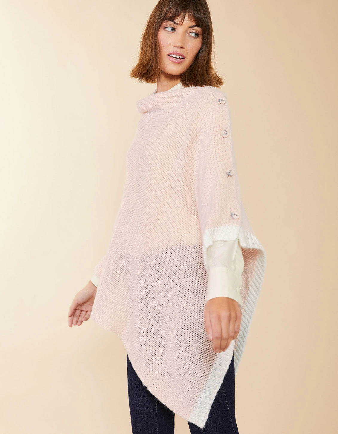 Button Poncho Blush 3 Button Poncho Blush - Image 3