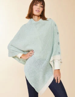 Button Poncho Seafoam -Spartina Store 401878n
