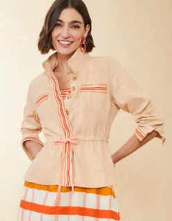 Layla Linen Jacket Toasted Almond -Spartina Store 402844b