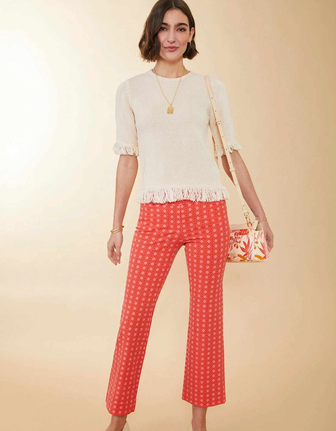 Maren Kick Flare Pant Richmond Hill Cane Tomato Pink 2 Maren Kick Flare Pant Richmond Hill Cane Tomato Pink - Image 2