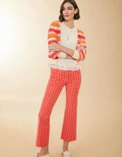 Maren Kick Flare Pant Richmond Hill Cane Tomato Pink 6 Maren Kick Flare Pant Richmond Hill Cane Tomato Pink -Spartina Store 403056c