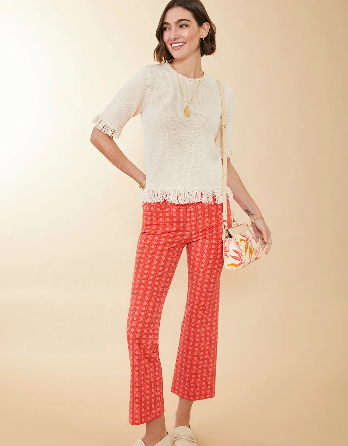 Maren Kick Flare Pant Richmond Hill Cane Tomato Pink 4 Maren Kick Flare Pant Richmond Hill Cane Tomato Pink - Image 4