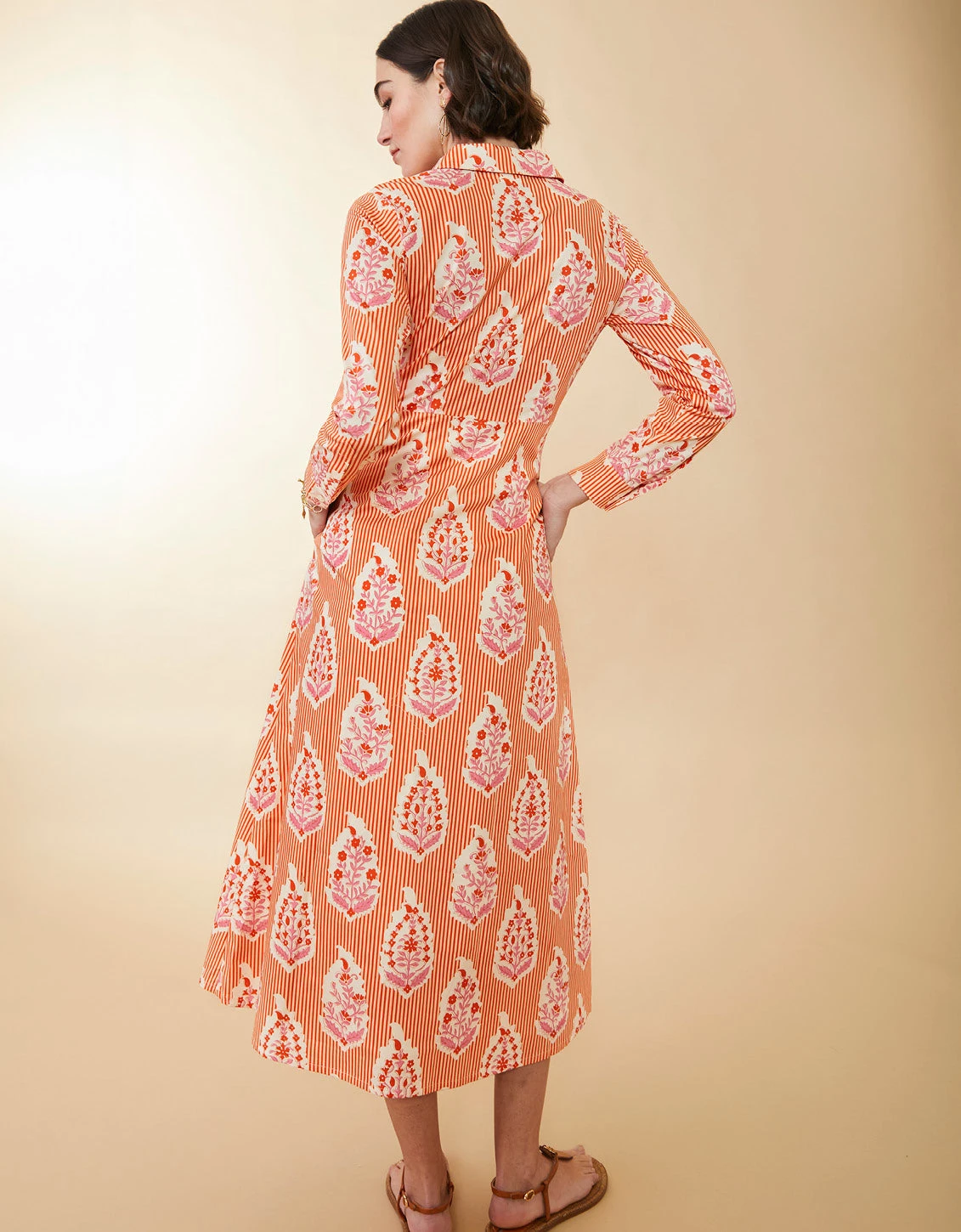 Marianne Shirt Dress Richmond Hill Stripe Floral Motif Red 5 Marianne Shirt Dress Richmond Hill Stripe Floral Motif Red - Image 5