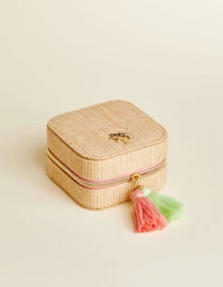 Boho Jewelry Mirror Travel Case Palm Tree