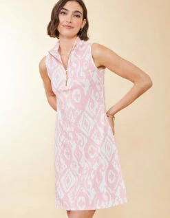 Serena Half-Zip Dress Clara Ikat Pink