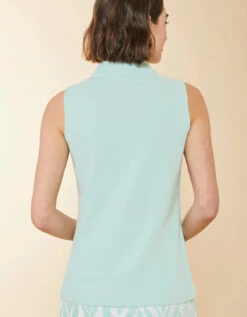 Serena Half-Zip Pique Top Sea Foam Mist -Spartina Store 404978d