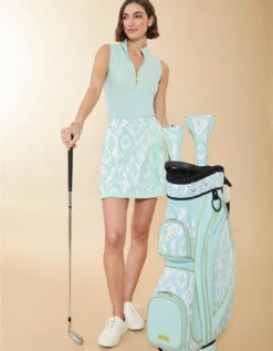 Serena Half-Zip Pique Top Sea Foam Mist -Spartina Store 404978e