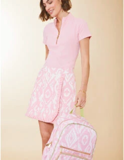 Short Sleeve Serena Half-Zip Top Almond Blossom