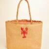 Woven Straw Tote Lobster