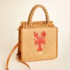 Woven Straw Dune Satchel Lobster