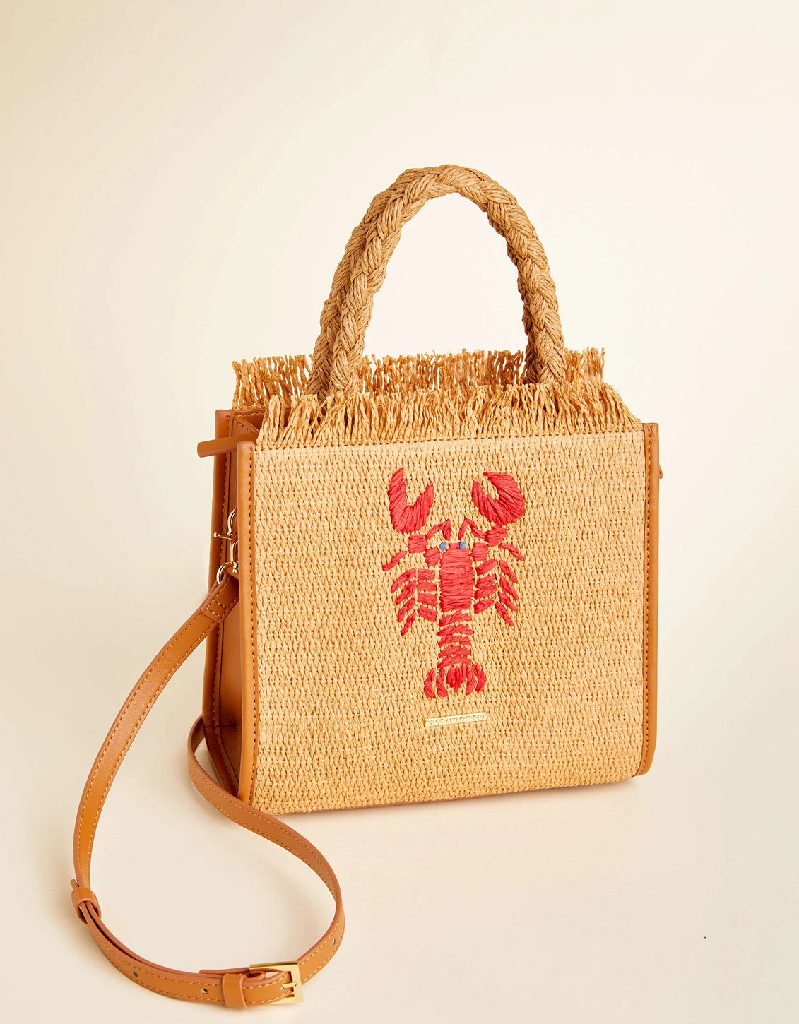 Woven Straw Dune Satchel Lobster
