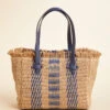 Straw Bag Navy Stripe
