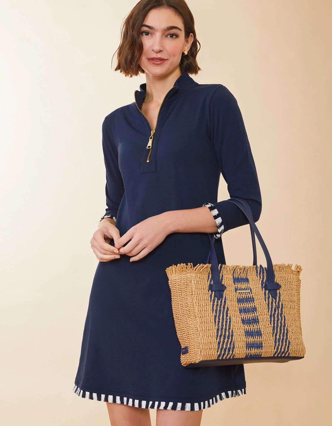 Straw Bag Navy Stripe 2 Straw Bag Navy Stripe - Image 2
