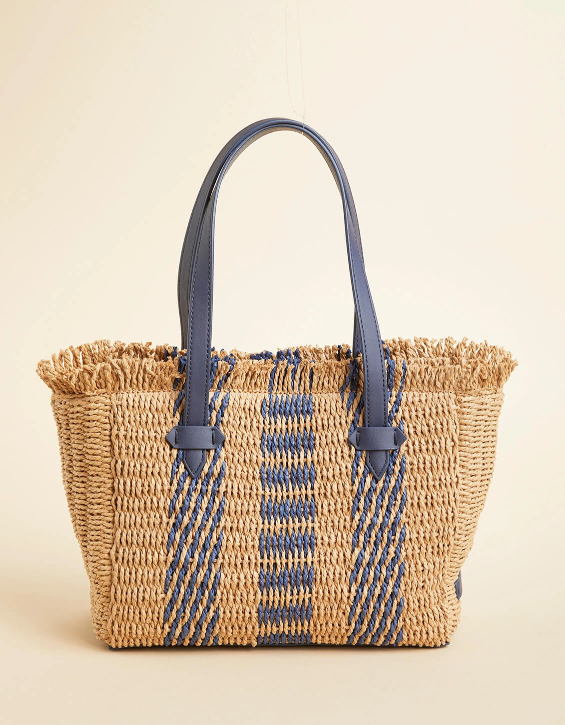 Straw Bag Navy Stripe 3 Straw Bag Navy Stripe - Image 3