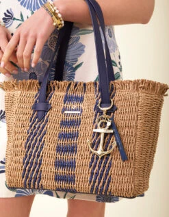 Straw Bag Navy Stripe 10 Straw Bag Navy Stripe -Spartina Store 405197s