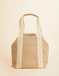 Straw Charlie Large Tote Blue Haze