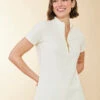 Short Sleeve Serena Half-Zip Top Buttercream