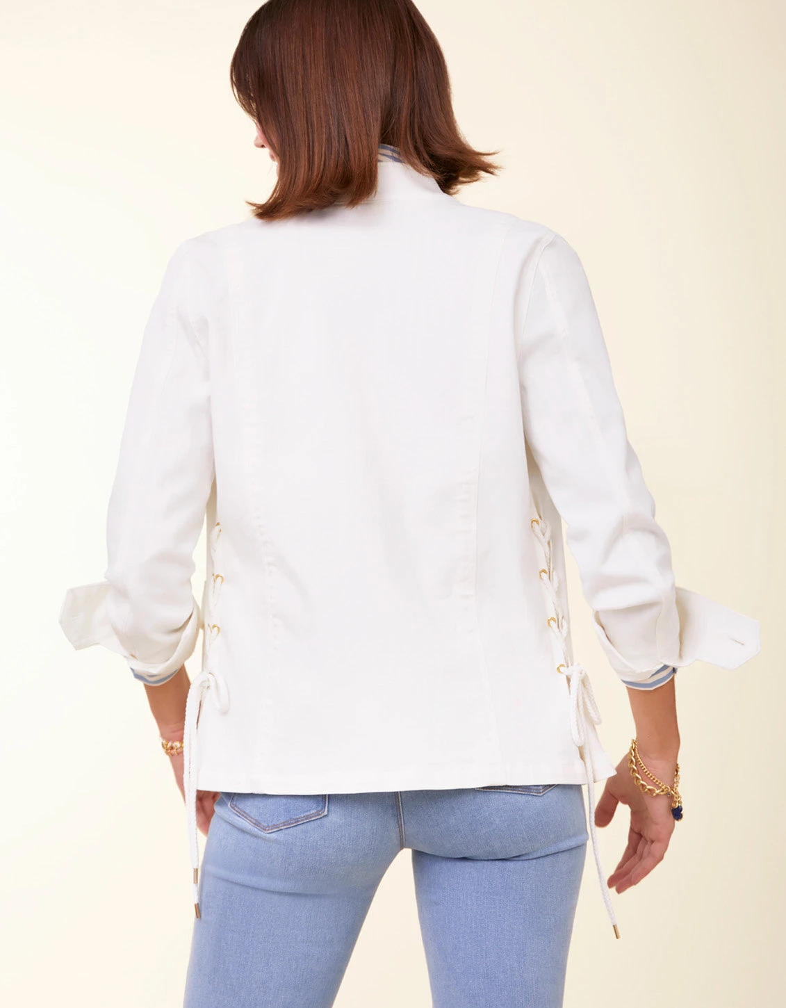 Ivana Lace Up Jacket Pearl White 6 Ivana Lace Up Jacket Pearl White - Image 6