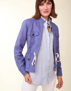 Aida Buttonfront Shirt Lakeside Blue Stripe -Spartina Store 405890d