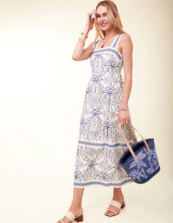 Cleona Midi Dress Ogeechee Palm Geo -Spartina Store 406248a