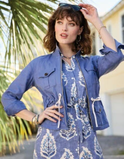 Dani Linen Jacket Indigo Blue