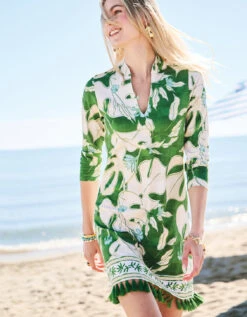 Kit Jersey Dress Ogeechee Tropical Leaf -Spartina Store 406590a