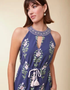 Loretta Jersey Midi Dress Ogeechee Delphinium Navy -Spartina Store 406736b