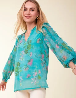 Wilenna Blouse Ogeechee Spring Bouquet -Spartina Store 408099a