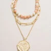 Lotus Layered Necklace 18'' Blush