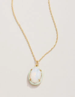 Clara Oval Necklace 18'' White Opal