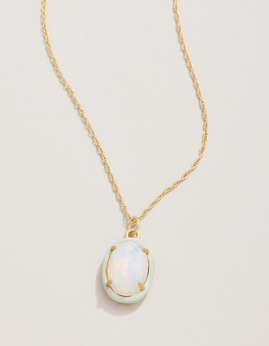 Clara Oval Necklace 18'' White Opal 1 Clara Oval Necklace 18'' White Opal