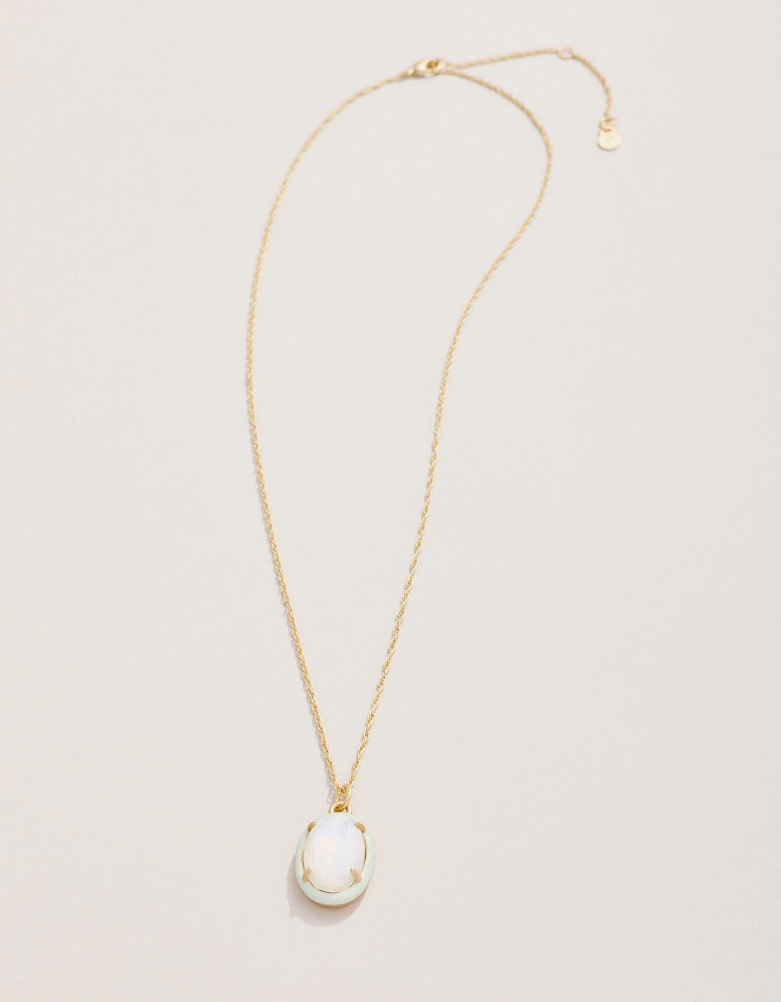 Clara Oval Necklace 18'' White Opal 2 Clara Oval Necklace 18'' White Opal - Image 2