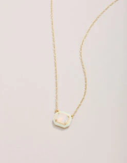 Clara Window Necklace 17'' White Opal