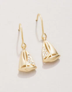 Little Sailboat Earrings White Opal
