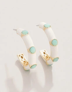 Clara Gem Hoop Earrings 25mm Sea Foam/Cream