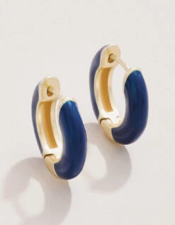 Clara Hoop Earrings 15mm Navy