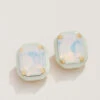 Clara Window Stud Earrings White Opal