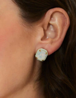 Clara Window Stud Earrings White Opal -Spartina Store 409218n