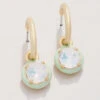 Clara Drop Hoop Earrings White Opal