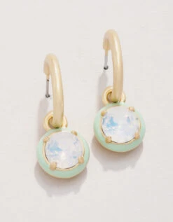 Clara Drop Hoop Earrings White Opal