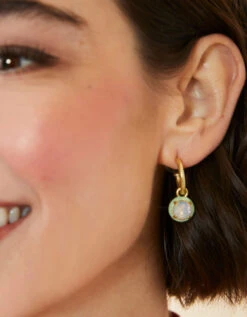 Clara Drop Hoop Earrings White Opal -Spartina Store 409232n